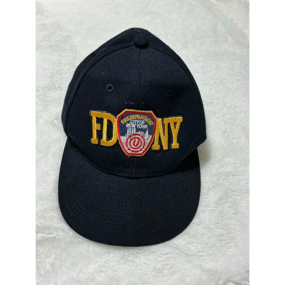 FDNY Fire Department New York Adjustable Black Baseball Cap Hat Embroidered